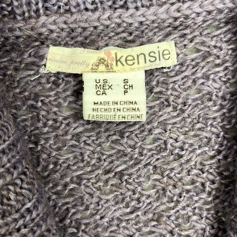 Kensie alpaca blend purple cardigan single button closure short sleeve V-neck S - Picture 4 of 9